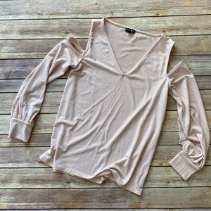 Express Open Shoulder Light Pink Long Sleeve